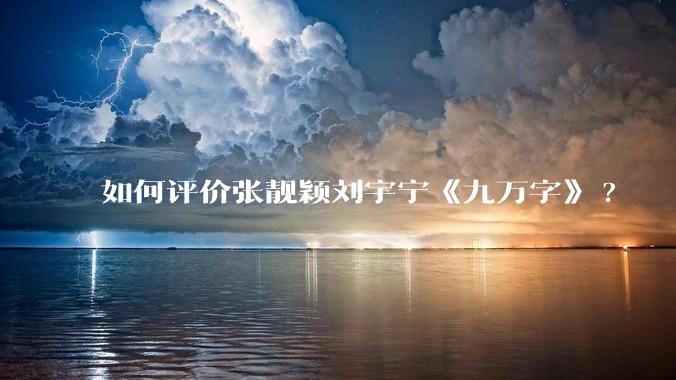 如何评价张靓颖刘宇宁《九万字》?